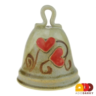 Zvonek šedozelený se dvěma srdíčky 10 cm