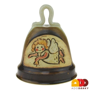 Tmavý zvonek s andělem 9,5 cm