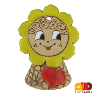 Zvonek sluníčko se srdíčkem 10 cm