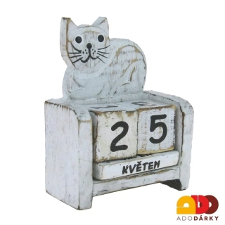 Věčný kalendář s kočkou 9,5 cm