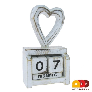 Věčný kalendář se srdcem 13 cm