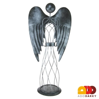 Kovový svícen anděl s velkými křídly 57 cm