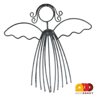Andílek z drátů stříbrný - závěs 17 cm