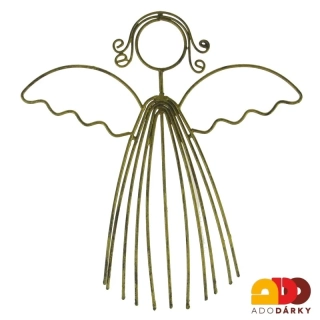 Andílek z drátů zlatý - závěs 21 cm
