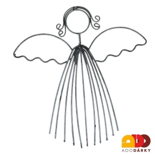 Andílek z drátů stříbrný - závěs 21 cm