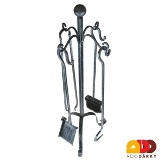 Stříbrný kovový stojan na krbové nářadí 75 cm