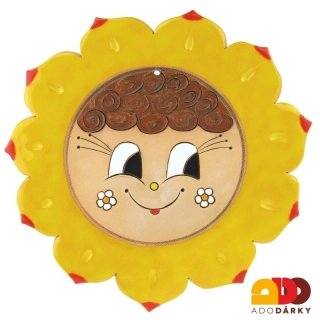 Slunce keramické s hnědými vlasy 28 cm