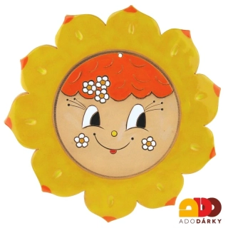 Slunce keramické s oranžovými vlasy 28 cm