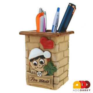 Tužkovník s kominíkem "Pro štěstí" se světle hnědým okrajem