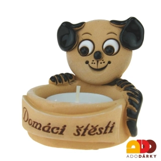 Svícen s černým psem Ø 7 cm