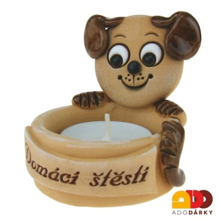 Svícen s tmavě hnědým psem Ø 7 cm