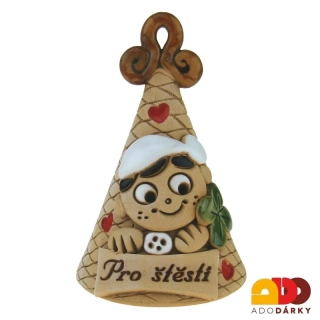 Zvonek s kominíkem s tmavě hnědým ouškem 10 cm