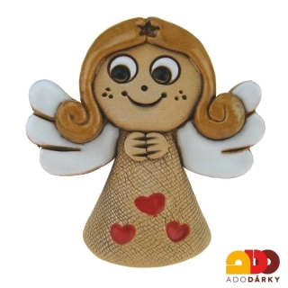 Zvonek anděl se srdíčky 7,5 cm