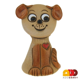 Zvonek pes jasně hnědý se srdíčkem 7,5 cm