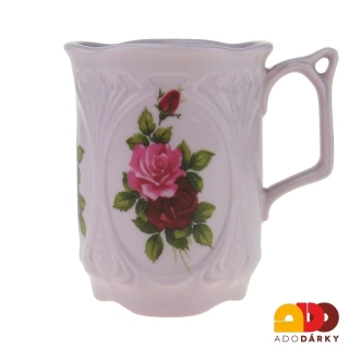 Hrnek růžový porcelán s růžemi 0,18 l