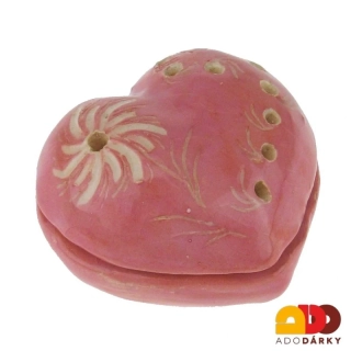 Keramická dózička srdce růžové 7,5 cm