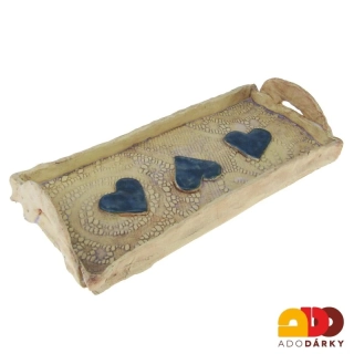 Keramický podnos se srdíčky 25,5 cm