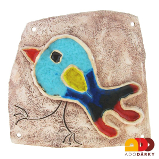 Keramická kachle na zeď s ptáčkem 23 cm