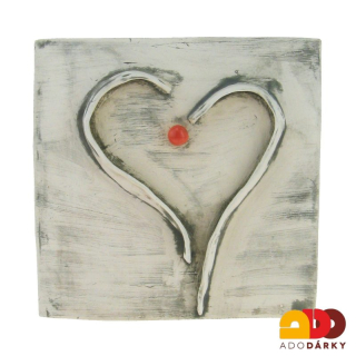 Keramická kachle se srdíčkem 16 cm