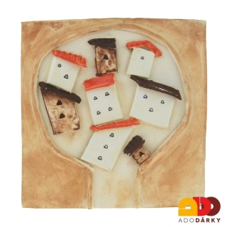 Keramická kachle s domečky 16 cm