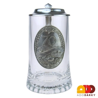 Půllitr s cínovým víkem a číslicí "70"