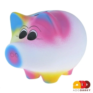 Pokladnička prasátko střední duhové 24 cm