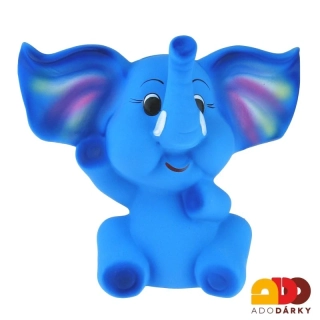 Pokladnička slon s velkýma ušima modroduhový 28 cm