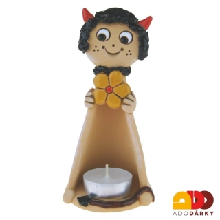 Svícen čert s žlutým květem 16 cm