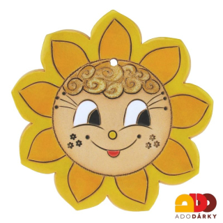 Sluníčko s žlutými paprsky a drobnými kytičkami 14 cm