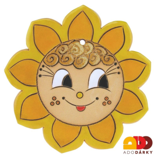 Sluníčko s žlutými paprsky a tečkami na tvářích 14 cm
