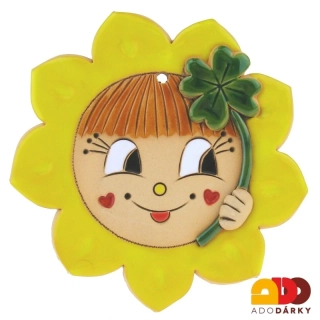 Sluníčko se čtyřlístkem a srdíčky 14 cm