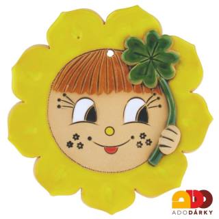 Sluníčko se čtyřlístkem a drobnými květinkami 14 cm
