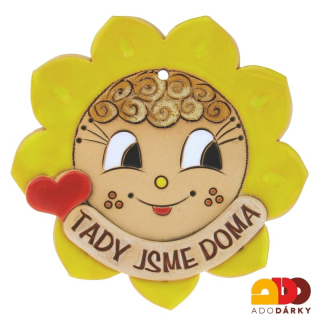 Sluníčko "Tady jsme doma" se srdíčkem  14 cm