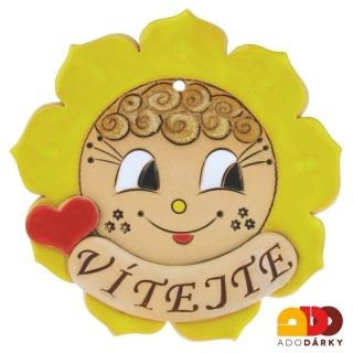 Sluníčko "Vítejte" se srdíčkem  14 cm