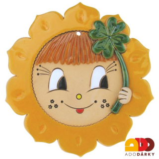 Sluníčko z keramiky se čtyřlístkem 17 cm