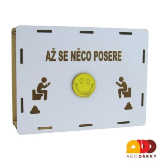 Dřevěná odškrtávací pokladnička "Až se něco posere" 20 cm