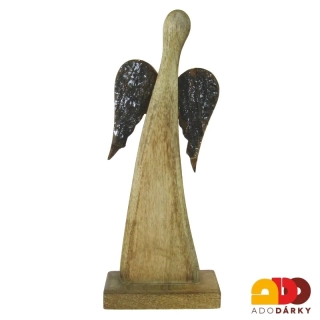 Anděl dřevěný s křídly z kůry 31 cm