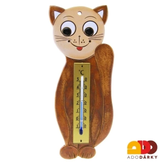 Teploměr s hnědou kočkou 19 cm