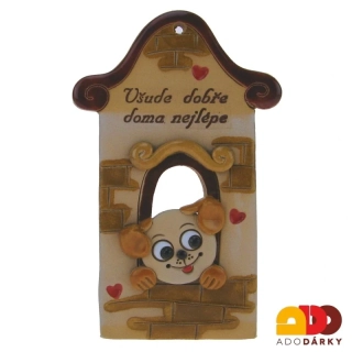 Dům se psem "Všude dobře, doma nejlépe" s rezavou střechou 15 cm