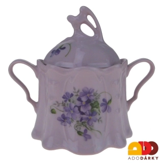 Cukřenka růžový porcelán fialky 0,3l