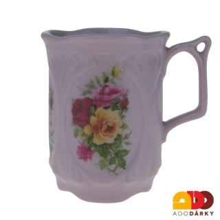 Hrnek růžový porcelán s růžičkami 0,18 l