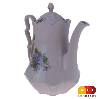 Konvice růžový porcelán fialky 1,35l