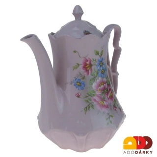 Konvice růžový porcelán gladys - květy 1,35l