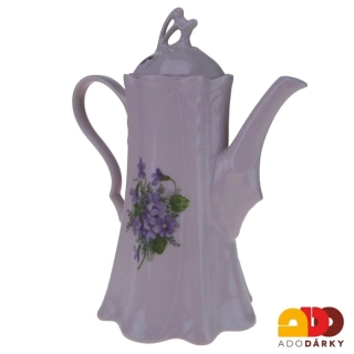 Konvice růžový porcelán fialky 1l