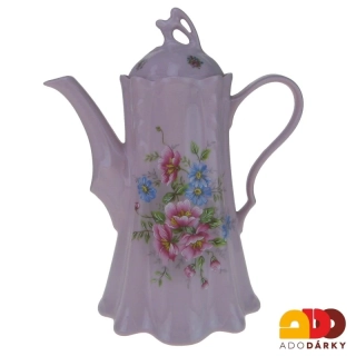 Konvice růžový porcelán gladys - květy 1l