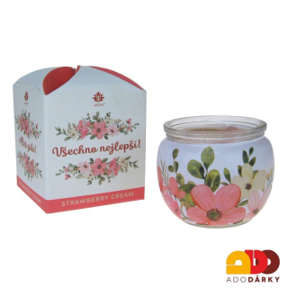 Svíčka ve skle VŠECHNO NEJLEPŠÍ /Strawberry cream