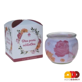 Svíčka ve skle PRO PANÍ UČITELKU /Lily blossom