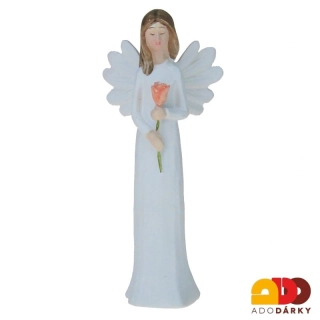 Anděl bílý, členitá křídla s květem 10 cm
