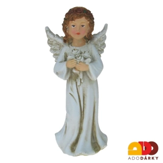 Anděl s hnědými vlasy se srdcem 12,5 cm