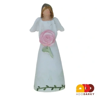 Anděl malý s velkou růží 8 cm